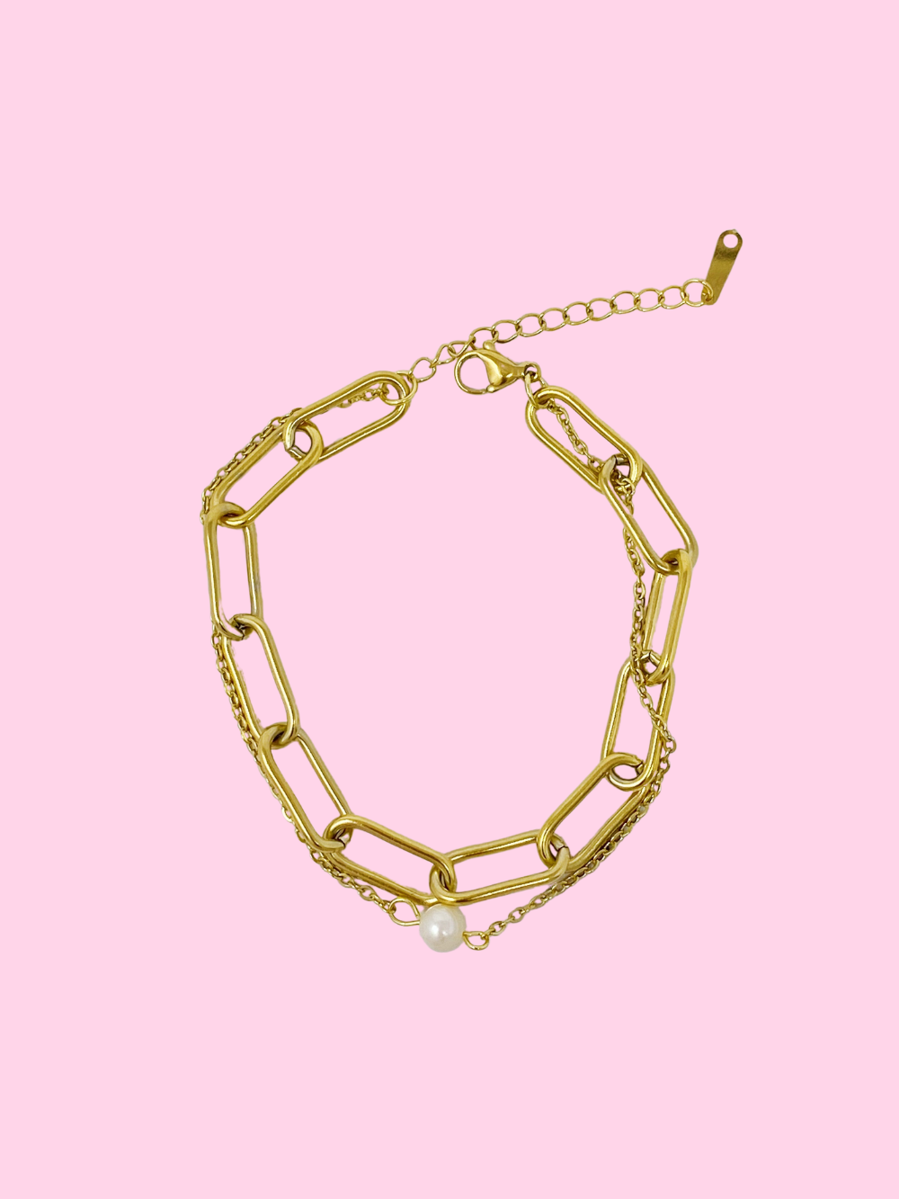 Chain and Pearl Duo Bracelet