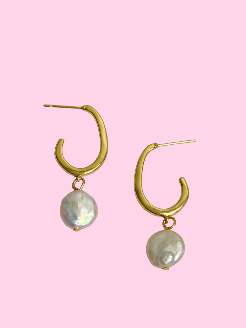 Dangle Pearl Hoop Earrings