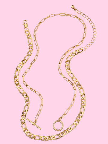 Layered Herringbone Chain Link Necklace