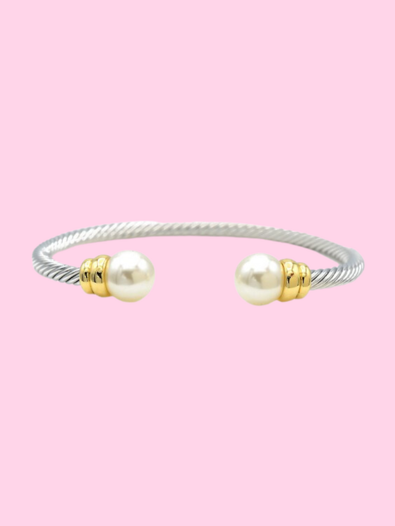 Two Tone Pearl Cable Bracelet